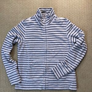 LLBean Women’s Ultrasoft Sweats Full Zip Jacket - XS Petite - Gray/Black Stripes